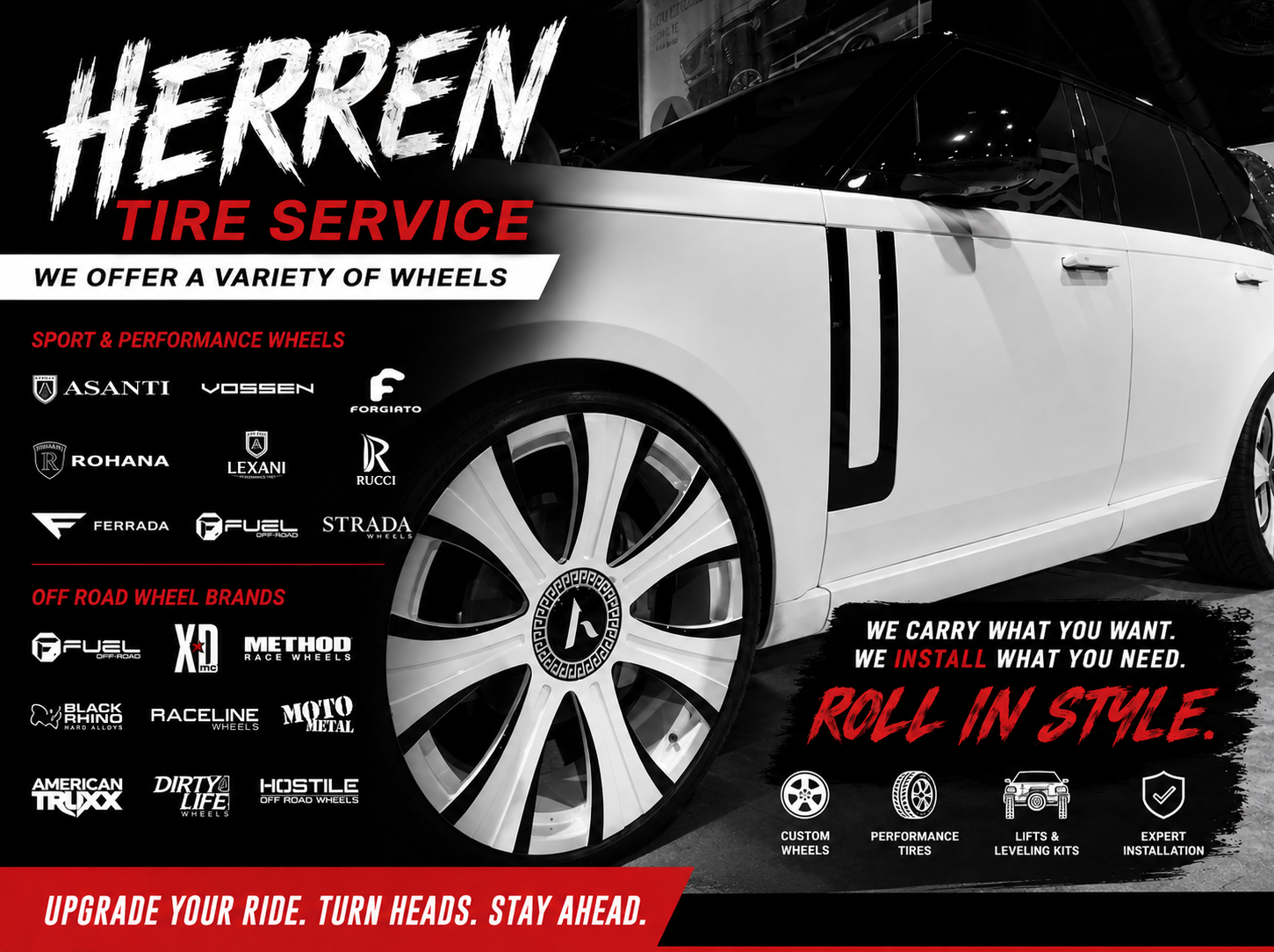 Custom 2025 Range Rover equipped with 24-inch Lexani wheels, featured at the SEMA show. Featuring luxury SUV customization, aftermarket wheels, premium wheel and tire packages, performance styling, and expert installation for a bold and sophisticated appearance. 