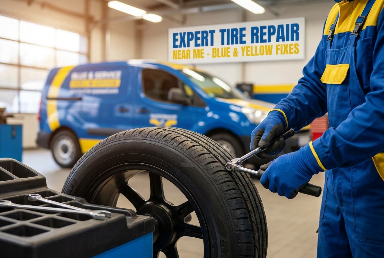 Expert Tire Repair Near Me: Quick Fixes in Blue and Yellow - Blog featured image